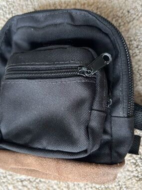 Jansport Mini Black Bag with Brown Suede Accent